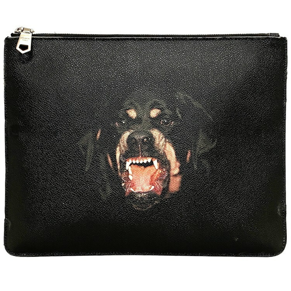 Givenchy Clutch Bag Black Silver Rottweiler Dog Zipper Clutch Handbag Shoulder